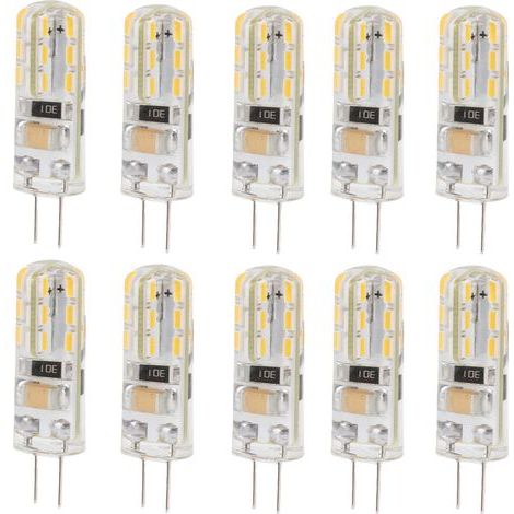 Lot 10 ampoules G4 LED 1.5W 110V – 110LM – silicone – base double pieds – éclairage paysager cour – blanc chaud 3000K (1/5)
