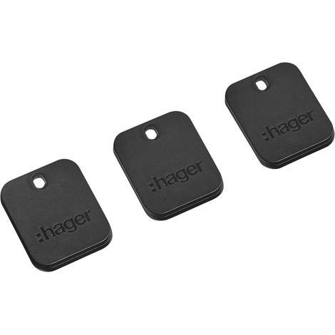 Lot de 3 badges RFID format porte-clé noir - HAGER XVA400