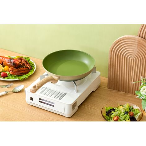 Coffret de 2 poêles à frire antiadhésifs en pierre maifan de 26cm, ustensile de cuisine domestique sans huile pour crêpes, œufs et alimentation bébé, chauffe uniforme pour tous les feux (1/5)