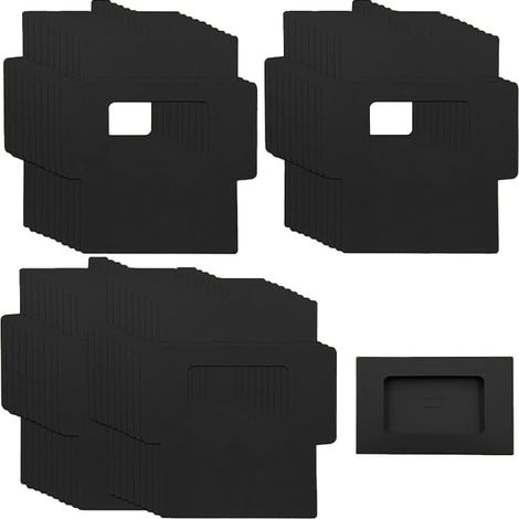 Boîtes en Papier Pliantes, Boîtes Carton avec Fenêtre, 15.1 x 10.8 x 0.5cm, Noir, Protège postales en Papier Kraft, pour Carte Postale, Lettres, Cartes, Photos Stockage