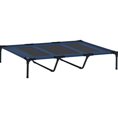 Cuccia rialzata pieghevole per cani, 122 x 92 x 23 cm, blu scuro e nera (1/5)