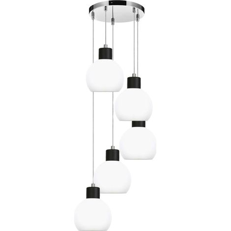 Lampada a sospensione cromata, paralume bianco, moka 14-130 (1/2)