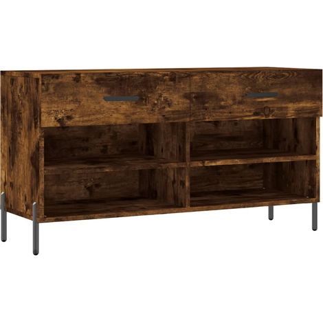 Banc à chaussures bottes commode étagère meuble entrée rangement 102 x 35 x 55 cm bois d'ingénierie marron