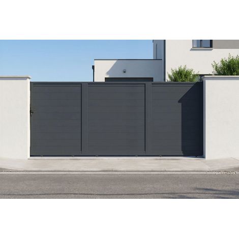 Schiebetor EIGER 4,5 m H. 180 cm Aluminium Anthrazitgrau (1/5)
