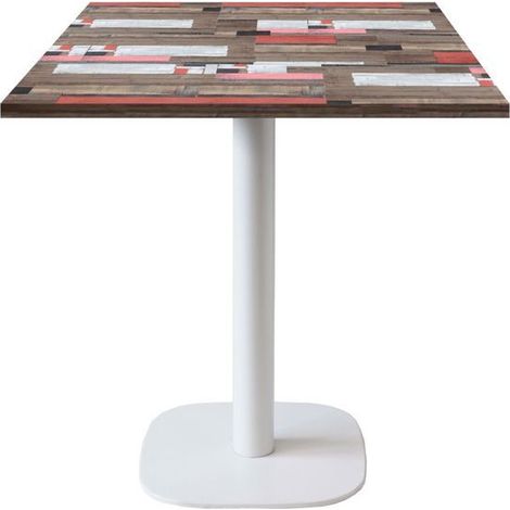 Table 70 x 70 cm - modèle Round pied blanc redden wood