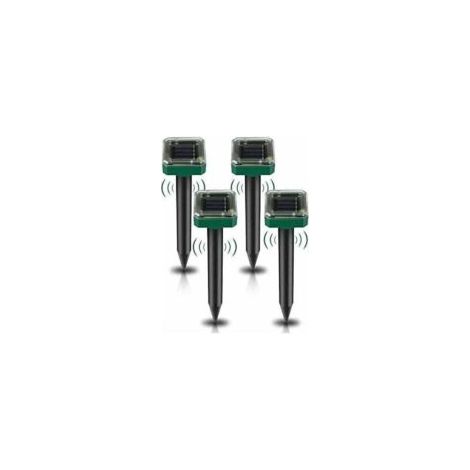 Juego de 4 repelentes solares ultrasónicos, repelentes solares para topos y ratones para uso exterior en jardines, contra topos, topillos, ardillas terrestres, serpientes y otros roedores - Crezuo