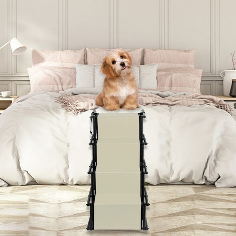 Haloyo Rampa per cani, La rampa pieghevole,4 gradini Rampa per cani,101 x 76 x 47 cm,beige (1/5)