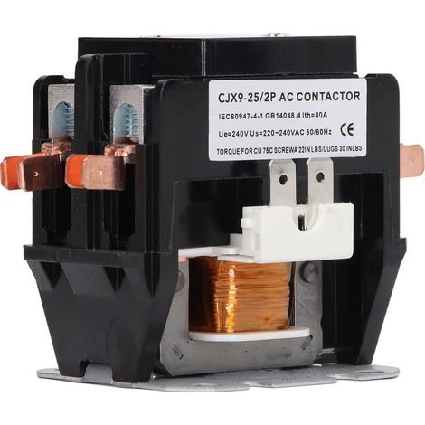 Contacteur AC 25A, contacts alliage argent, ignifuge, pour climatiseur HVAC condenseur compresseur, 240V (1/5)