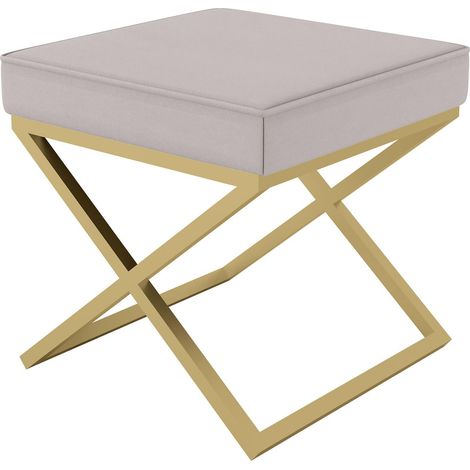 AX LIVING 1 Stk. Polster Hocker Pitinio 45 cm Beige goldenem Gestell