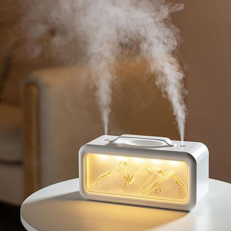 Umidificador de névoa fria silencioso em miniatura Snow Mountain de 600ml, adequado para escritórios, residências e outros locais. (1/5)