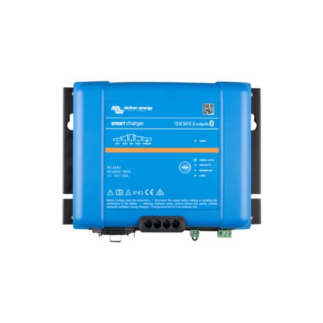 Victron Energy Smart IP43 Cargador de batería de 12 voltios, 50 amperios, 85-250 V (3), Bluetooth