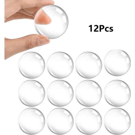 longziming - Butées de porte et de mur autocollantes - Lot de 12 amortisseurs ronds transparents - 40 mm - Protègent les murs et les meubles - Pour portes et placards (1/5)
