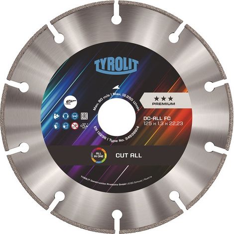 Disque à tronçonner diamanté DC ALL FASTCUT D.125mm Alésage.22.23mm Seg.-H.10mm Seg.-S.1.8mm