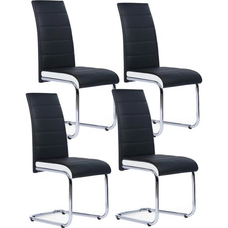 Set di 4 sedie da pranzo nere con fascia bianca per la sala da pranzo MIA