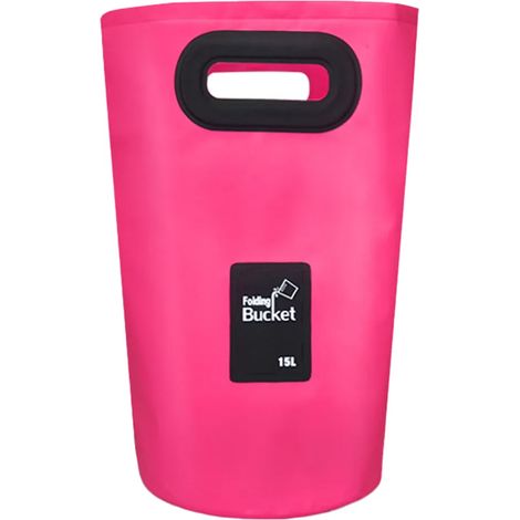 Secchio d'acqua pieghevole - Secchio multifunzionale pieghevole robusto e leggero per giardinaggio all'aperto in vacanza Campeggio pesca (rosso rosa, 15L) (1/5)