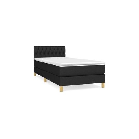 Sommier à lattes de lit avec matelas Noir 100x200 Tissu (1/5)