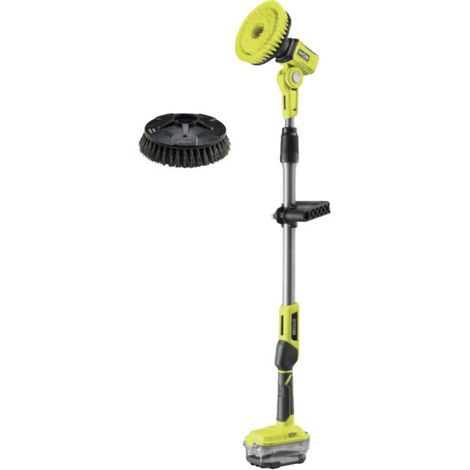Pack RYOBI - Brosse motorisée télescopique R18TPS-0 - 18V One+ - sans batterie ni chargeur - Tête de brosse RAKSCRUBH surfaces dures