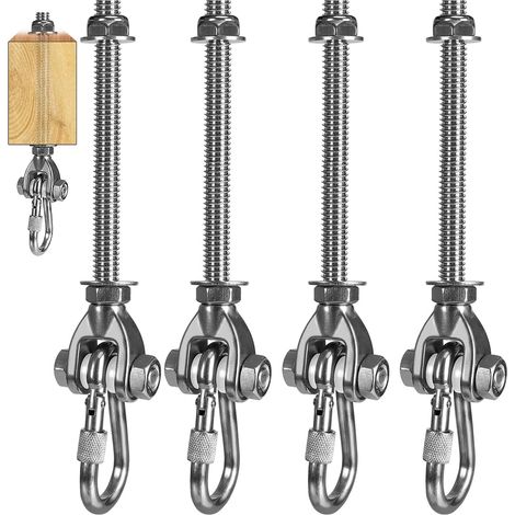 Lot de 4 mousquetons pour suspension sans effort à 180 °, fixation pour hamac en acier inoxydable, poutres en bois M10, plafond en béton, fauteuil suspendu, charge maximale de 227 kg, pour aire (1/5)