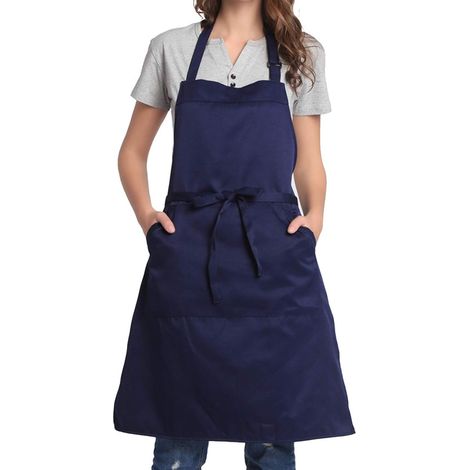 Tablier réglable avec poche, bandes extra longues pour homme et femme, 18 couleurs, pour cuisine, maison, restaurant, café, cuisine, pâtisserie, jardinage (1/5)