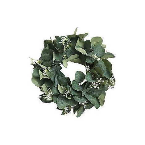 couronne d'eucalyptus artificiel, fausses feuilles vertes, petites baies, décoration murale ou de porte.