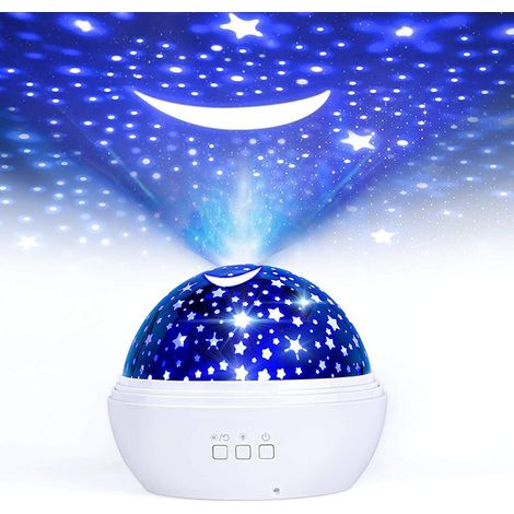 Projecteur Ciel Etoile Enfant, Veilleuse Projecteur Bebe, 360°Rotation Lampe Etoile Projecteur, 8 Couleurs, 2 Films Thème, Bébé Chevet Night Light