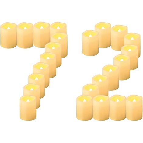 72 Pieces Flickering Flameless LED Tealight Candles, Battery Operated, Electric Tealight Candles, Small Candles for Birthday, Wedding, Halloween, Christmas Decoration (1/5)