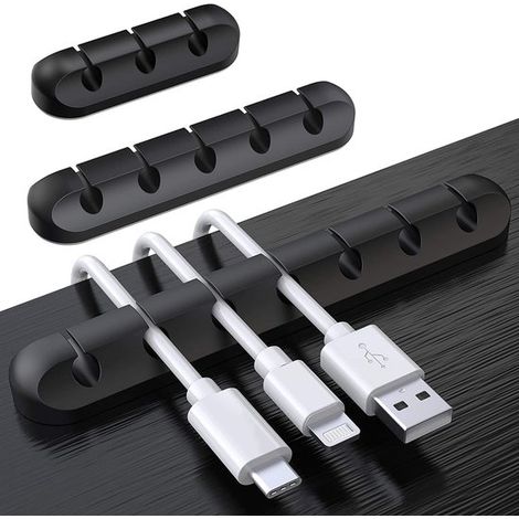 Confezione da 3 clip fermacavi, organizer autoadesivo per la gestione dei cavi per cavi di ricarica USB, cavi di alimentazione, cavi del mouse, PC, ufficio, casa (1/5)