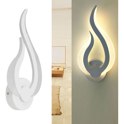 Applique murale LED en forme de flamme, design épuré, en acrylique et alliage d'aluminium, idéale pour bureau, couloir ou chambre (85-265 V). (1/5)