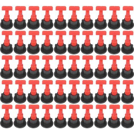 Kit de nivellement de système de nivellement de carreaux, 50 pièces, ensemble d'outils d'espacement de sol avec clé pour la maison, noir et rouge (1/5)