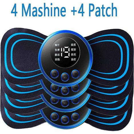 Appareil de massage cervical EMS rechargeable, patch adhésif, 8 modes, 19 niveaux d'intensité, instrument de thérapie pulsée, stimulation musculaire TENS (1/5)