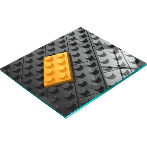 Tablero decorativo multifuncional de cocina con vidrio templado y diseño de ladrillos Lego, 60x52 cm. (1/5)