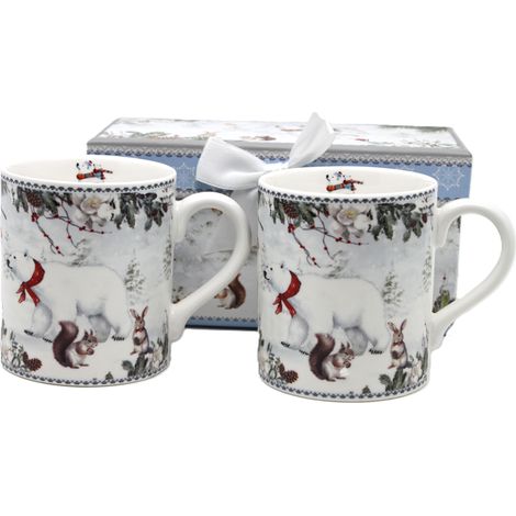 Porzellantassen, 250 ml, 2er-Set, Winter-Teddybären, in einer Geschenkbox (1/5)