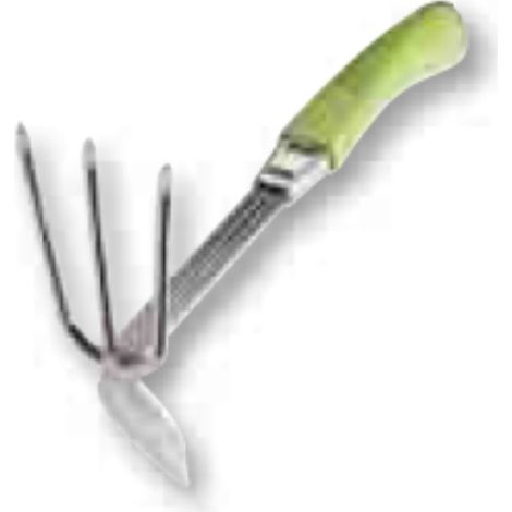 AGEF - ZAPPETTINO A CUORE CON 3 DENTI INACCIAIO CROMATO - MANICO IN COPOLIMERO - COLORE VERDE