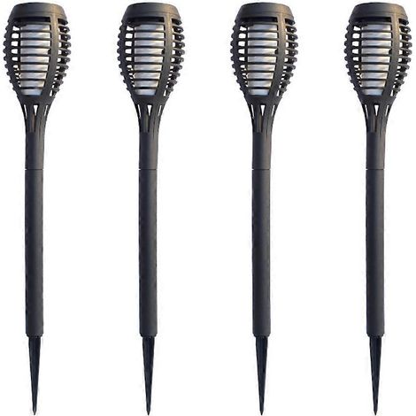 Set mit 4 dekorativen Solar-Fackeln für den Garten, 12 LEDs, wasserdicht, Flammeneffekt. (1/5)