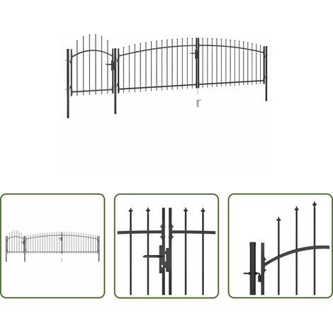 Portail de clôture - Portail de jardin Woerden avec pointe en forme de lance 5 x 1 m noir (1/5)