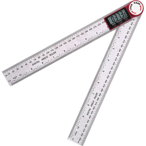 Rapporteur numérique 360° avec écran digital, règle électronique portable en acier inoxydable durable pour menuiserie, mesure de précision 300mm (1/5)