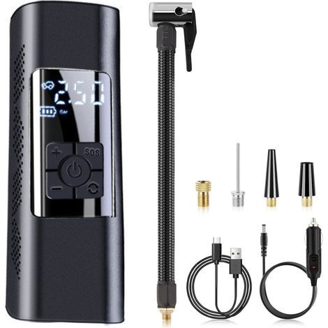 Compresseur d'air portable pour gonfleur de pneus, pompe à air portable 150 PSI pour pneus de voiture, pompe à air avec manomètre numérique pour voiture, vélo, moto, ballon (1/5)