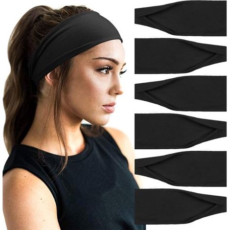 Yoga-Sportstirnbänder für Damen, elastische, rutschfeste Stirnbänder, Trainingsstirnbänder zum Laufen, 6 Stück