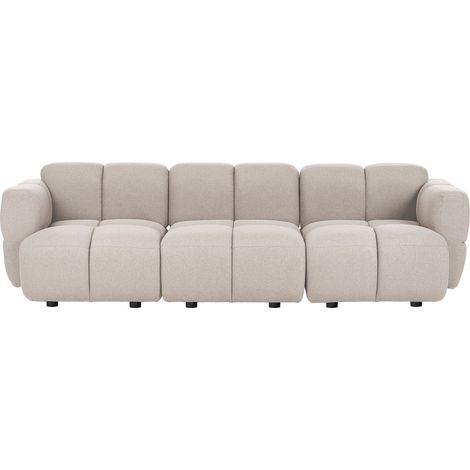 Modular 3 Seater Sofa Beige Fabric Modular Item Upholstered Three Piece Sectional Sofa Modern Style MAKSABERG (1/5)