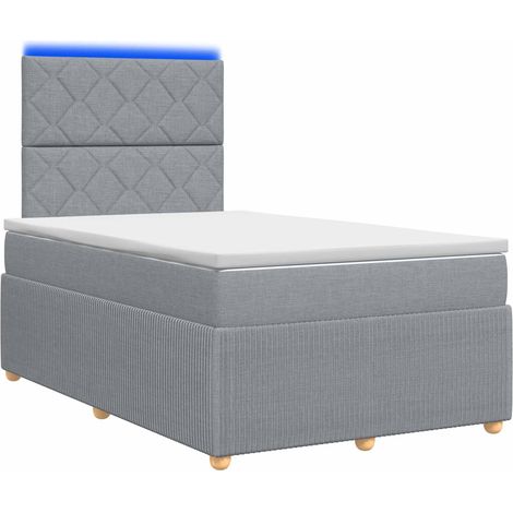 Maison Exclusive - Lit boxspring LED avec matelas Gris clair 120 x 200 cm Tissu (1/5)