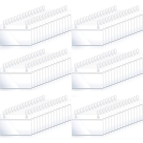 100 clip in plastica per etichette di cestini con sistema di bloccaggio per appendere cartellini del prezzo o scontrini. (1/2)