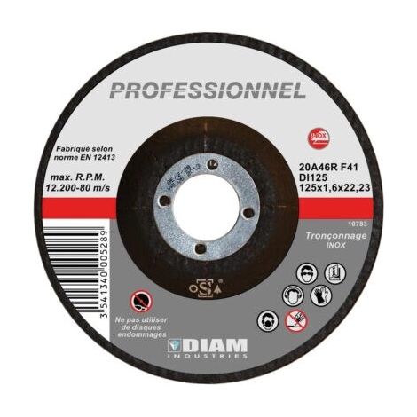 Schruppscheibe Ø125 x 1,6 x 22,23 Edelstahl - DIAM INDUSTRIES - DI125/22 (1/3)