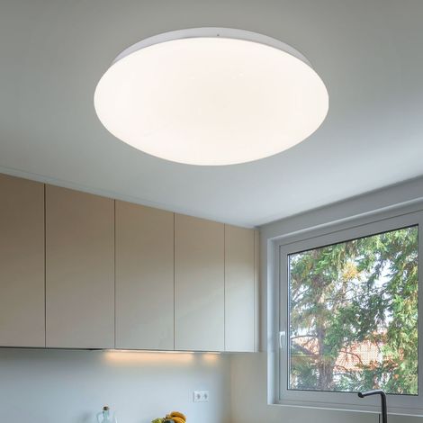 Deckenlampe Deckenleuchte Esszimmerlampe Küchenleuchte Wohnzimmerlampe, Sterneffekt, Metall rund, 1x LED 12W 750Lm warmweiß, DxH 29x9cm