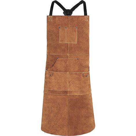 Tablier de Soudure en Cuir pour Homme Professionnel, Tablier de Travail Résistant à la Chaleur, Tablier Cuir de vache très résistant, Parfait pour Forgeron, Bricolage, Soudeur, Menuisier 1 pièce Oi-FR
