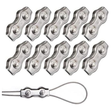 Pair - 10 Pièces Duplex Clips M5 Câble Métallique Clips Inoxydable 304 Pinces Duplex pour Gréement de Câble Métallique de 5 mm (1/4)