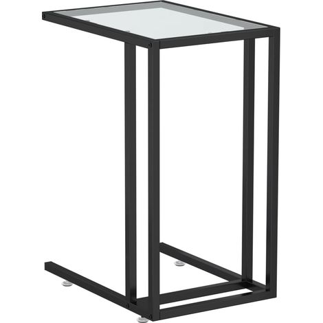 vidaXL Computer Side Table Transparent 50x35x65 cm Tempered Glass
