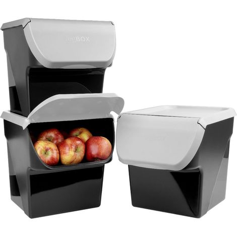 Bac de conservation pour légumes, fruits, oignons, pommes de terre, gris, lot de 3, 13 l (1/5)