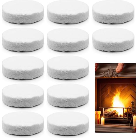 Lot de 12 pelotes de laine céramique pour bioéthanol - 8,6 x 2,5 cm - Rondes - Résistantes à la chaleur - Pour cheminée au bioéthanol (1/5)
