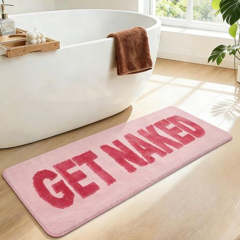 Tapis de bain coloré antidérapant 120 x 44 cm lavable Tapis de bain amusant pour douche, WC, absorbant (rose) (1/5)