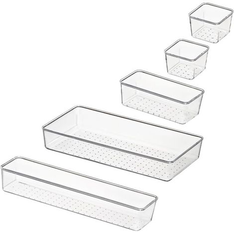 5-teiliger Schubladenorganizer mit Trennwänden für verschiedene Gegenstände, Aufbewahrungsboxen fürs Büro (1/5)